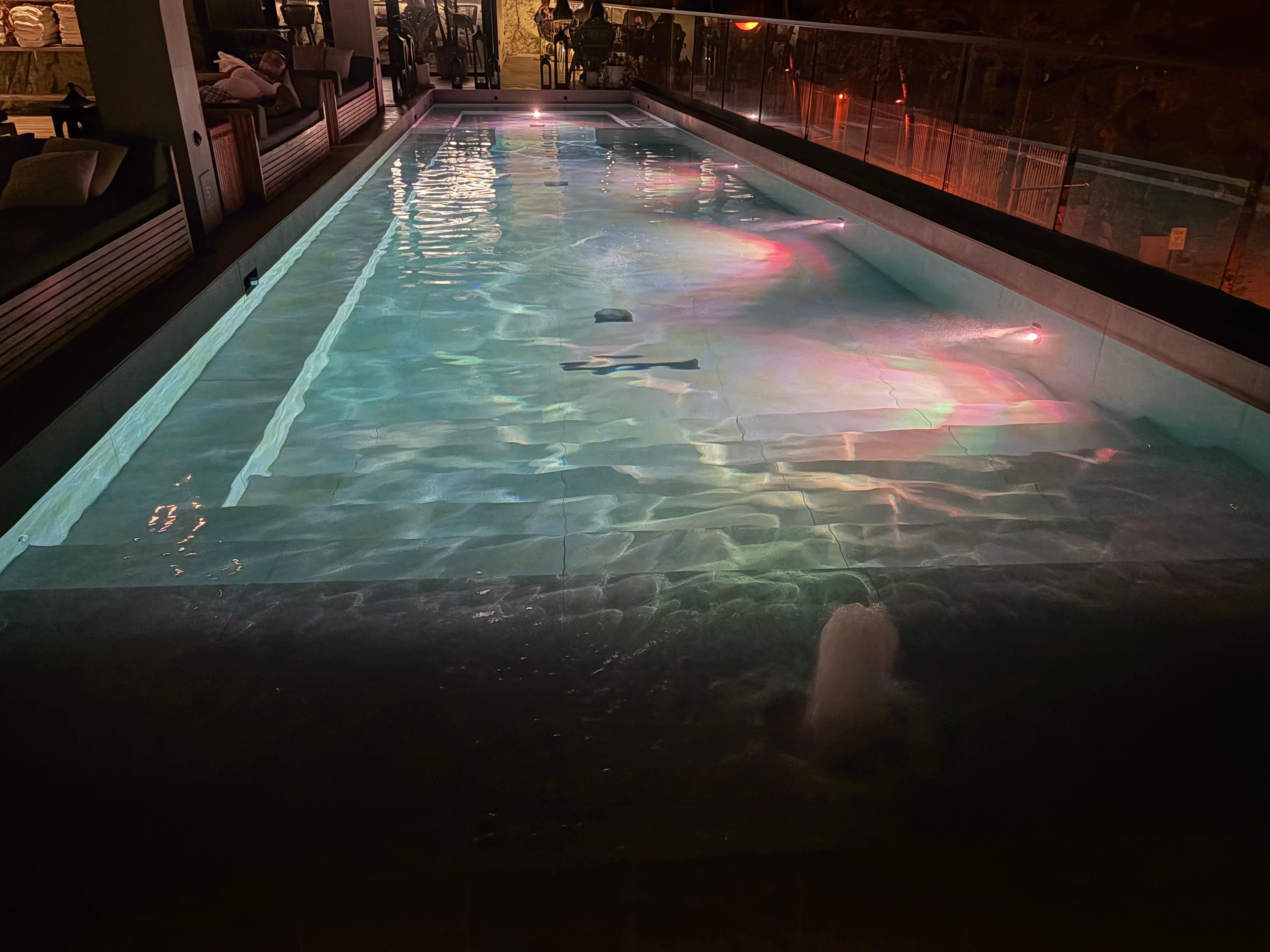 Pool at night. Very nice clean pool