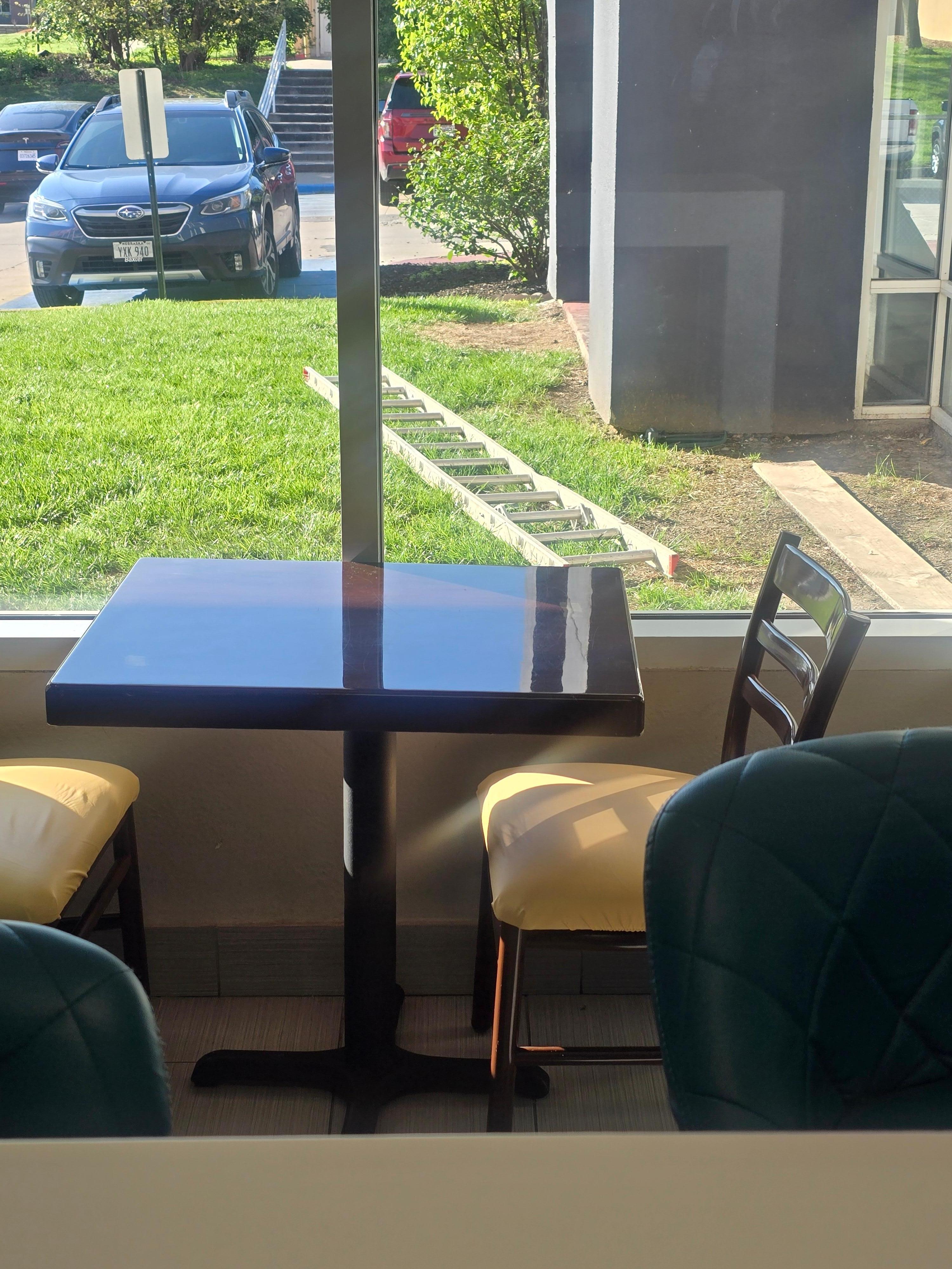 Ladder and board out breakfast windows 2 days