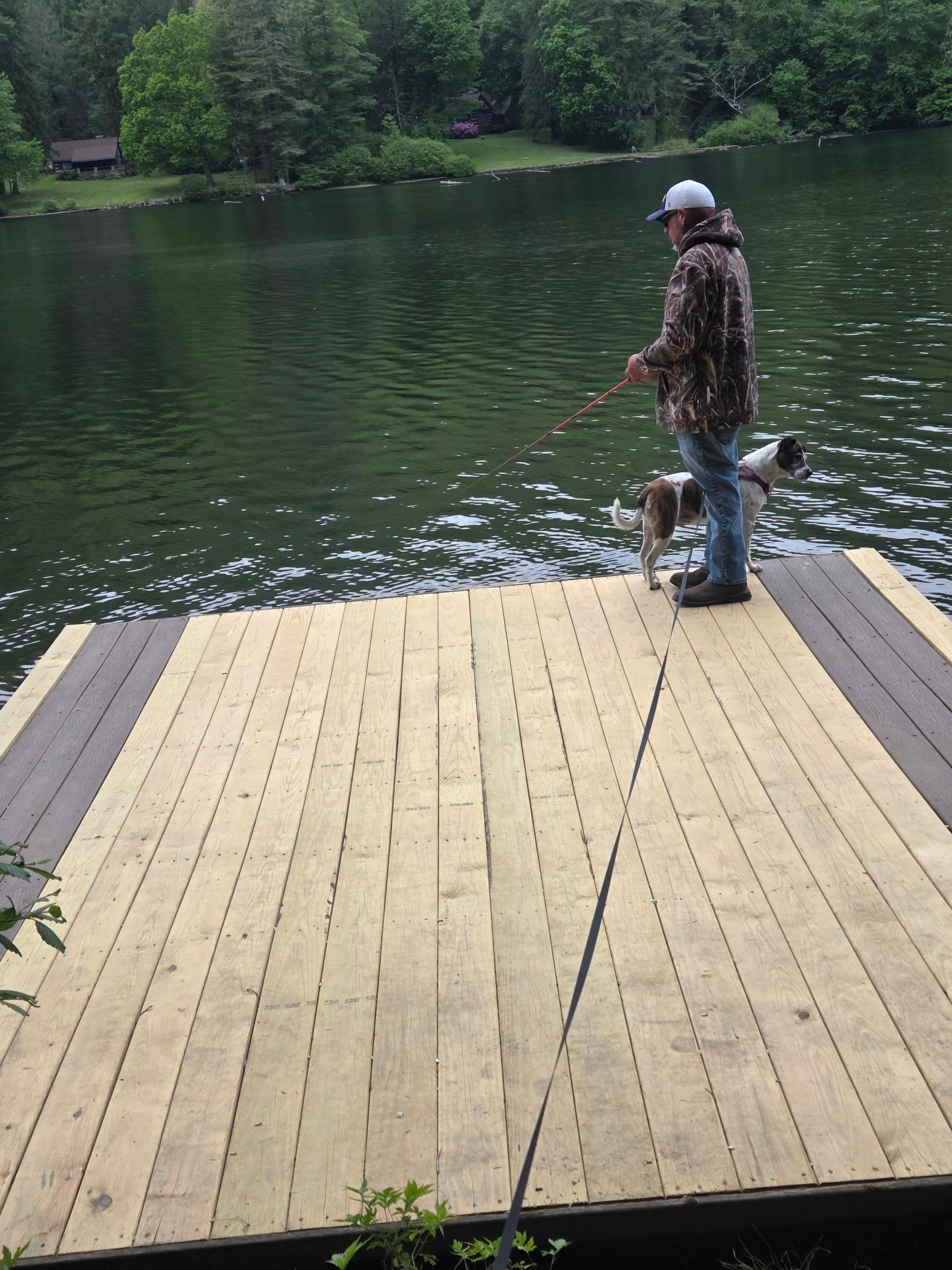 Not here for 10 minutes and he had to try fishing. 