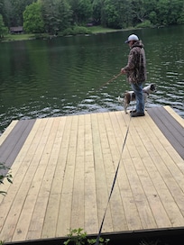 Not here for 10 minutes and he had to try fishing.