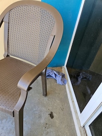 Previous guest dirty underpants on balcony