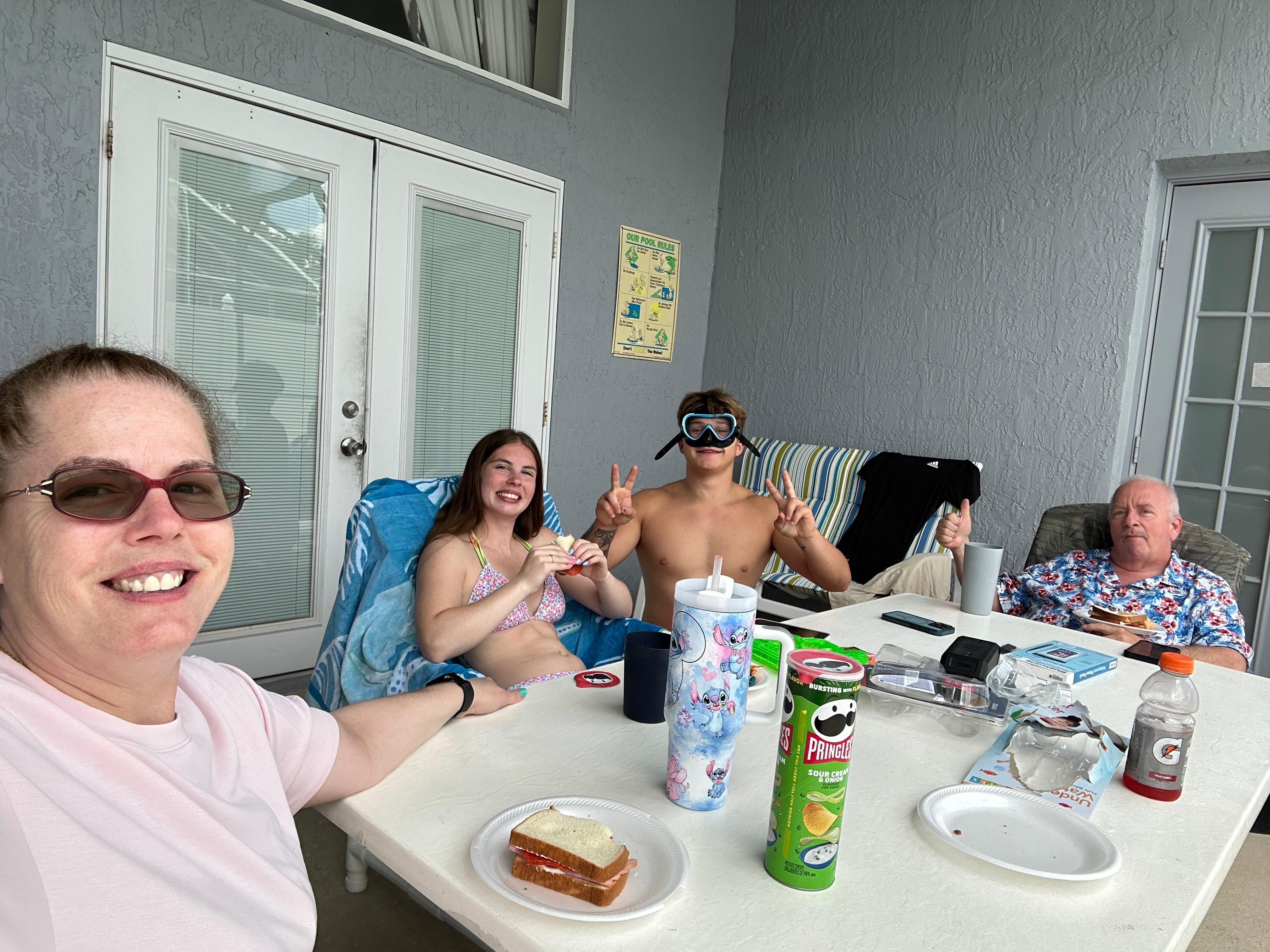 Enjoying the hot tub