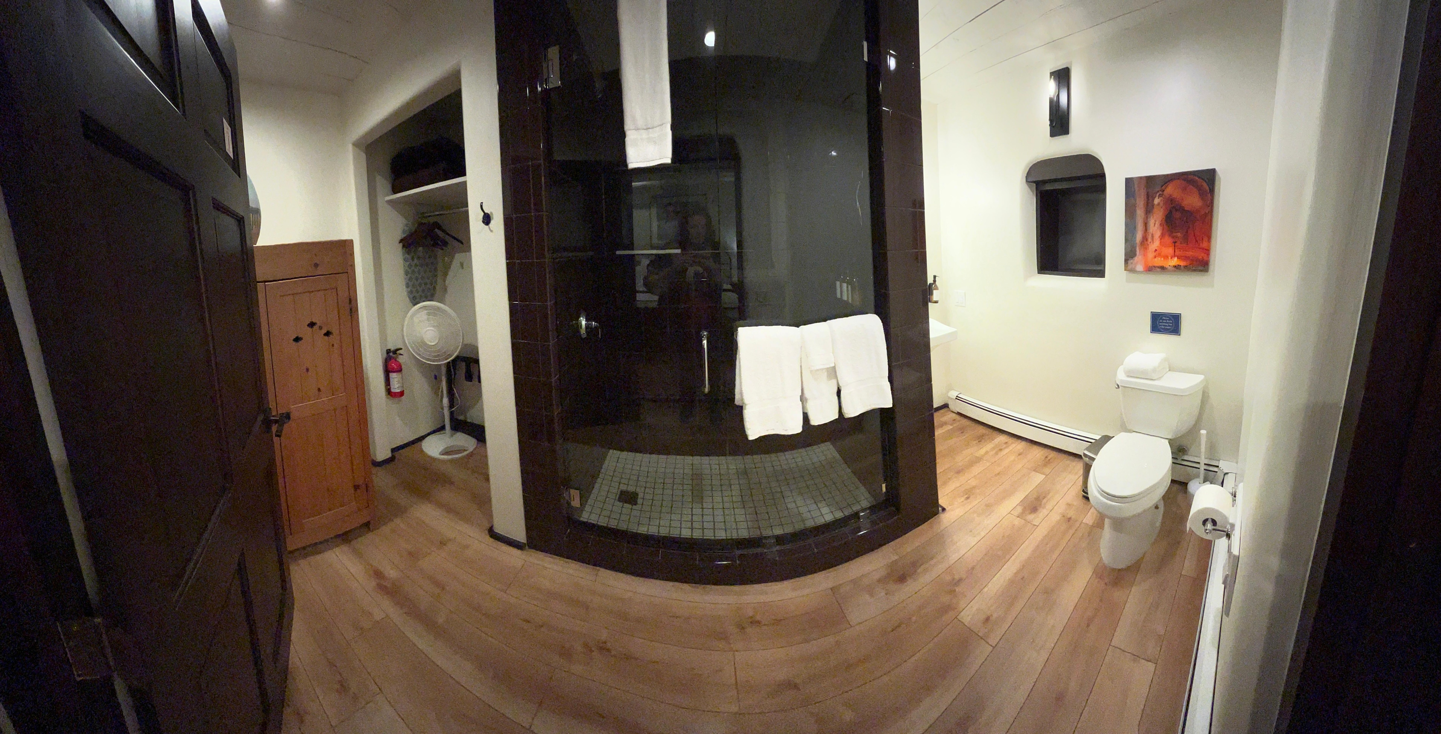 The awesome bathroom with extra large shower