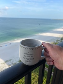 Having my morning coffee