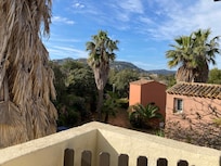 The view from the balcony on the first morning in the apartment