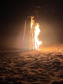 The fire on the beach with Jeremy.