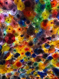 Chihuly glass sculpture in Lobby ceiling