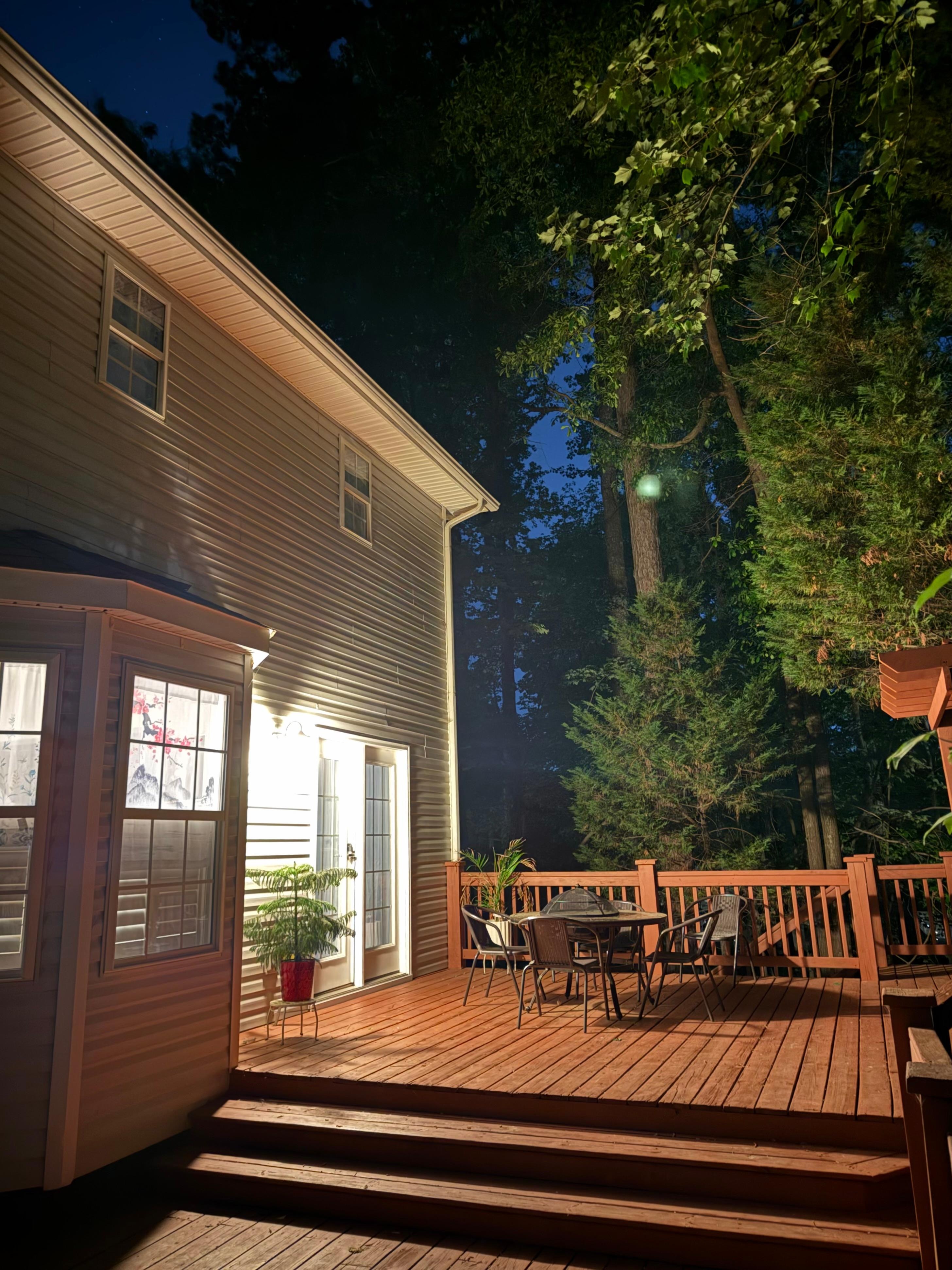 The backyard and deck are great spaces to relax.