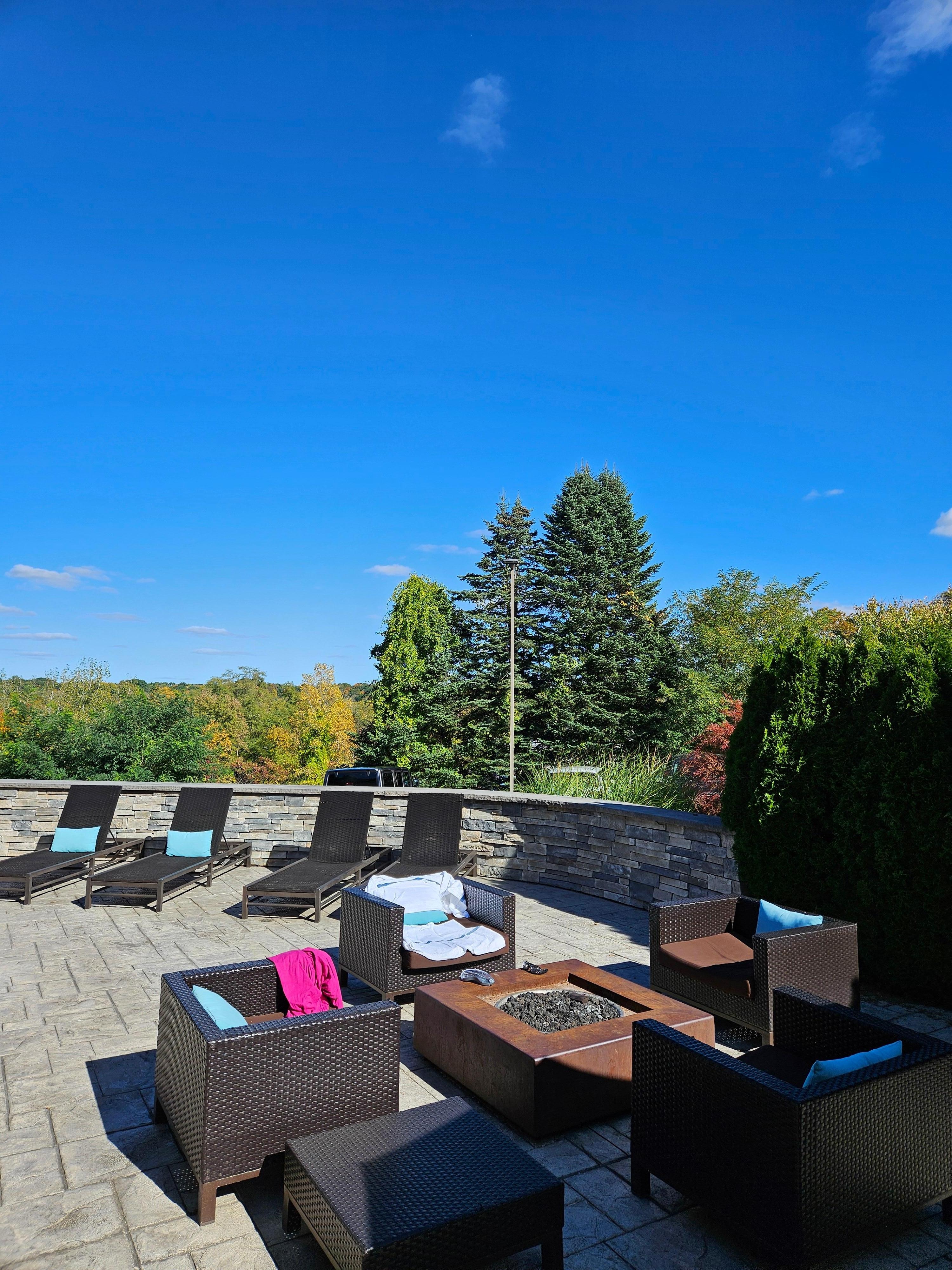 Nice area to sit outside after a swim in the lap pool.
