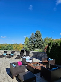 Nice area to sit outside after a swim in the lap pool.