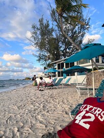The beach area where you can watch the most amazing sunsets behind the condo.