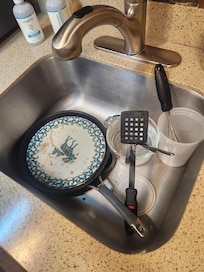 Dirty dishes from previous visitors