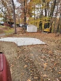 Fresh concrete taking up half the drive