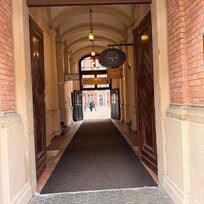 Through the cute alley is the hotel