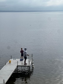Fishing off the dock and enjoying Maine!