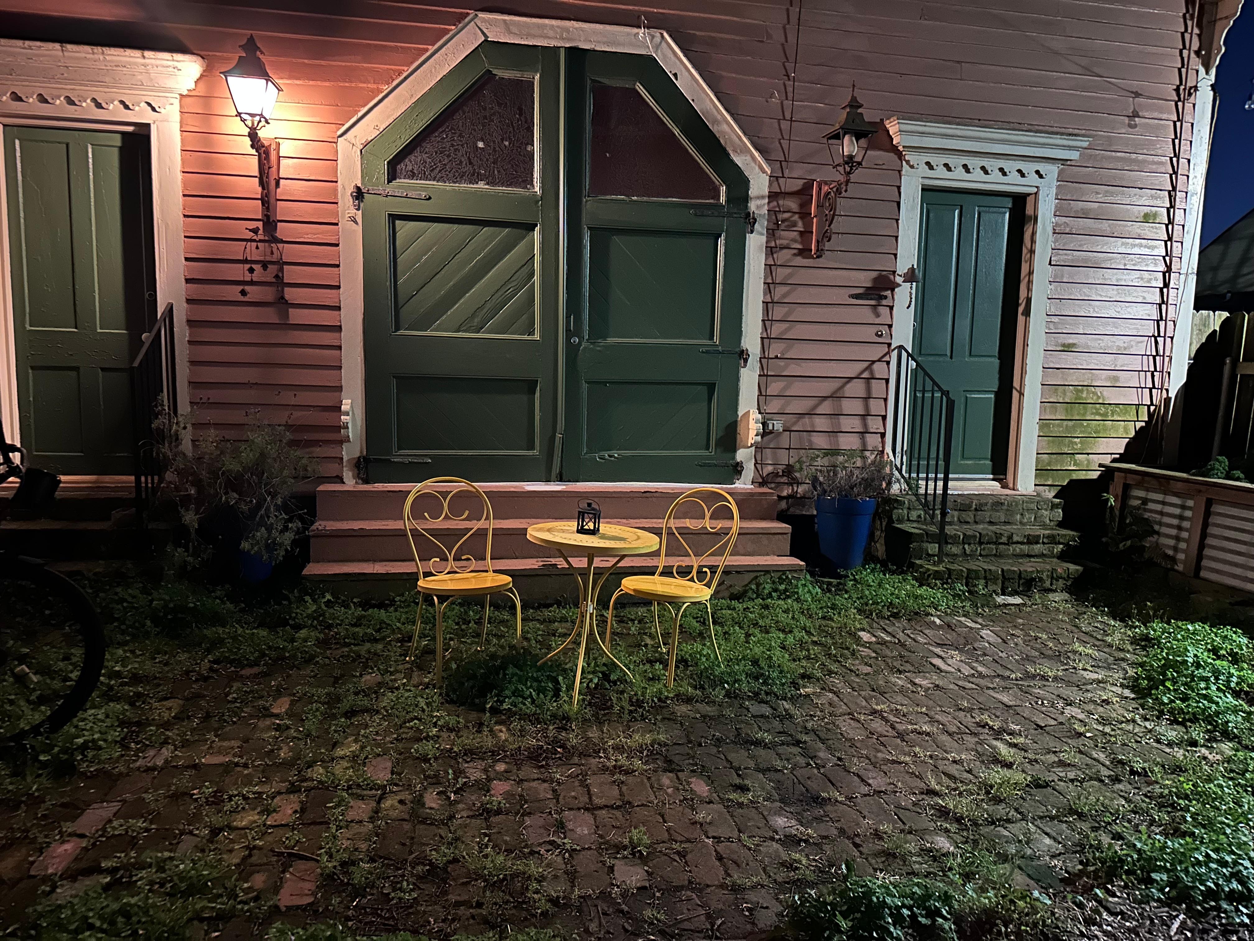 The outside had a seating area 