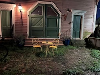 The outside had a seating area