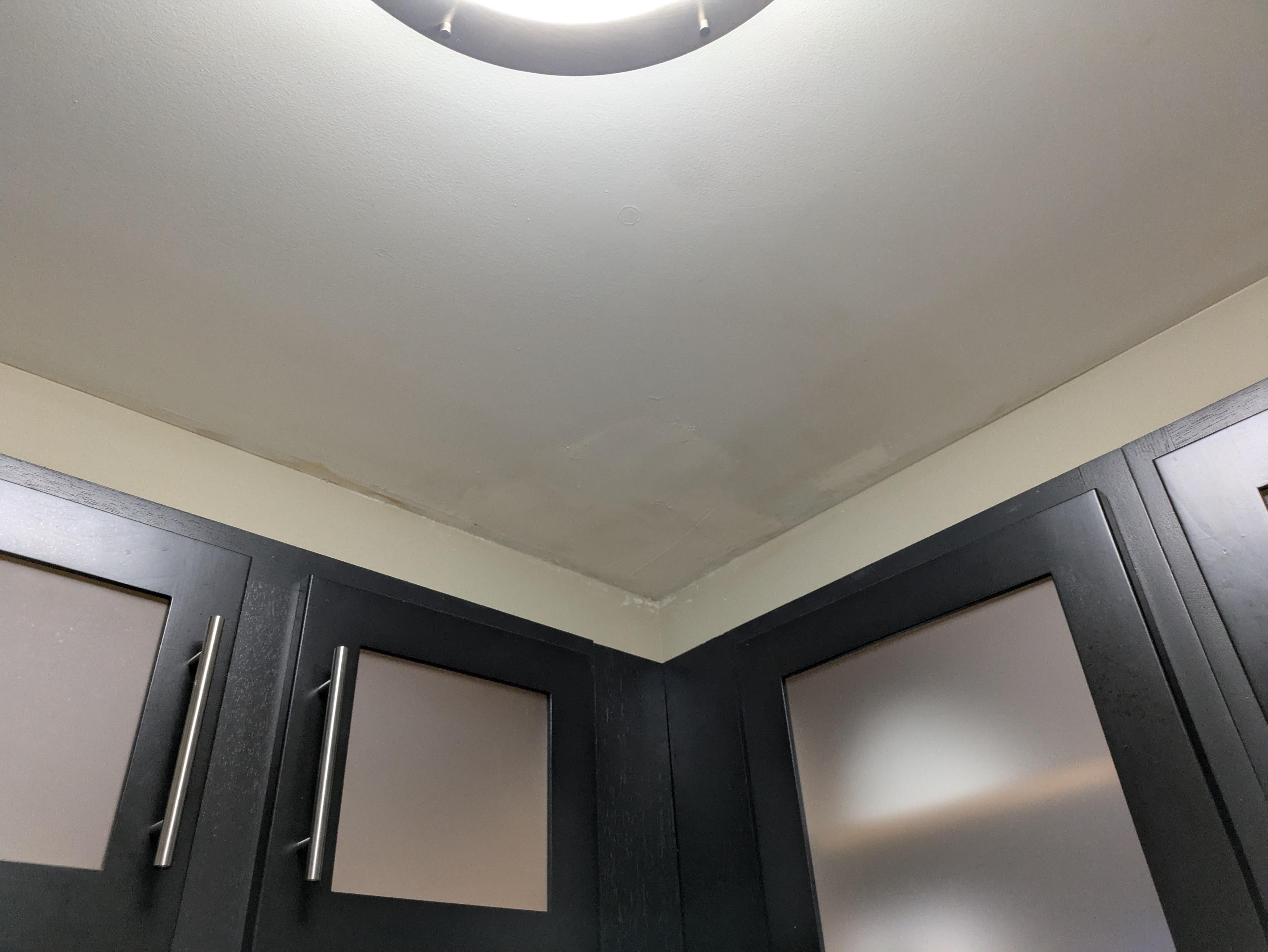 Water damage in kitchen area