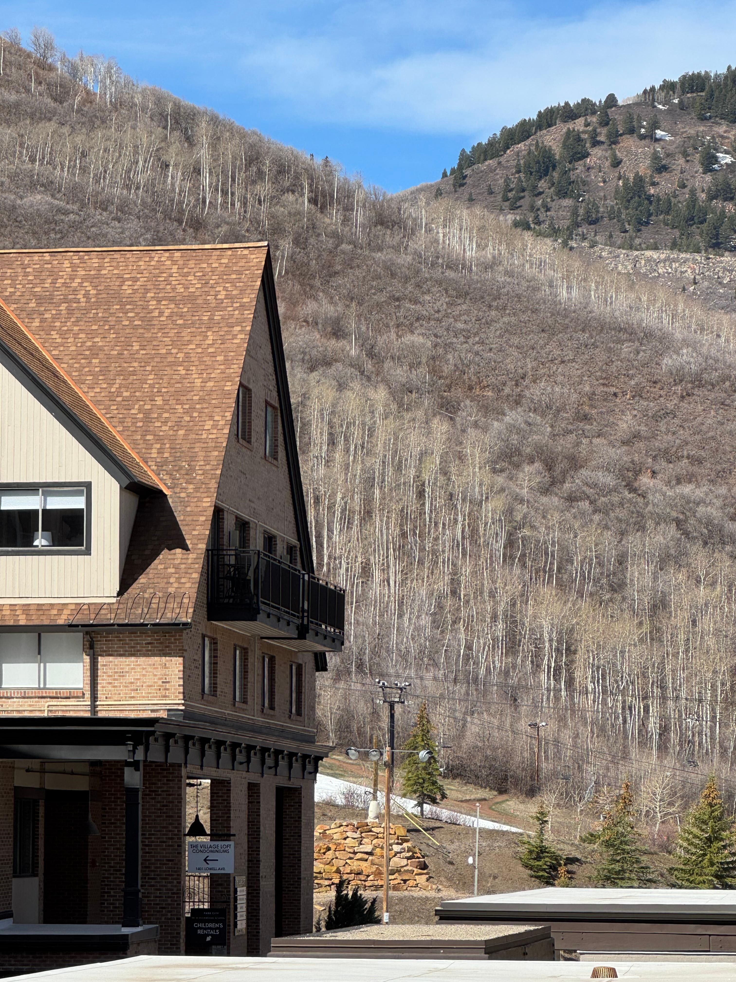 view from the balcony to the slopes