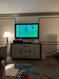 2 giant wall mounted TV’s easy to use