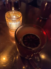 Hot mullee cider cocktail from the back bar