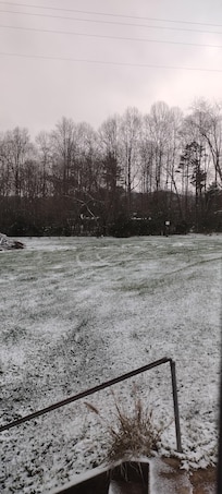 A dusting of snow on the backyard.