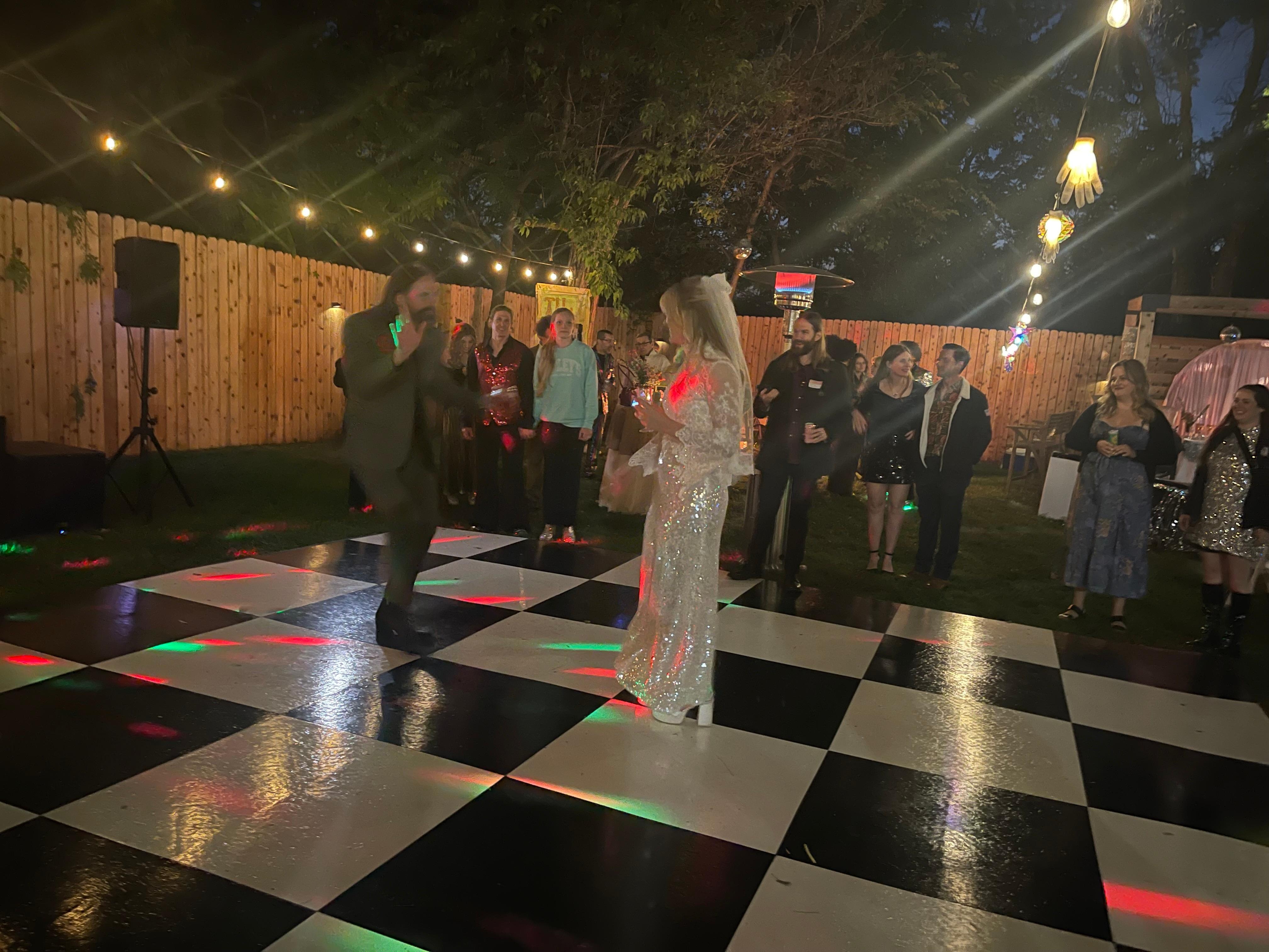We built a dance floor in the yard