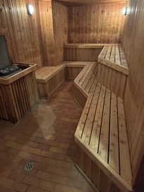 Indoor sauna,open at 8am.