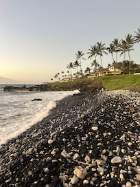 Neighboring black rock beach