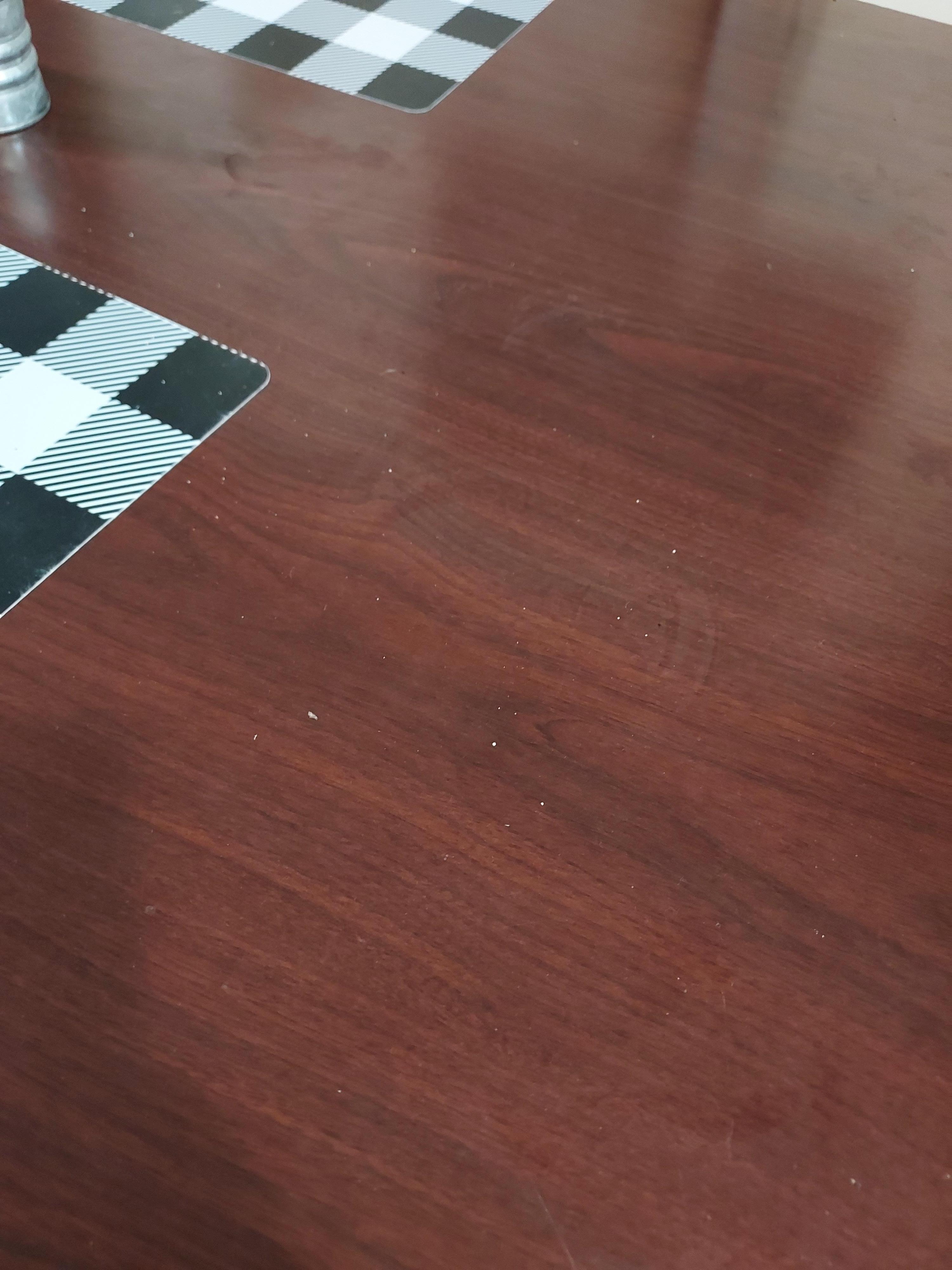 Salt/crumbs on dining table