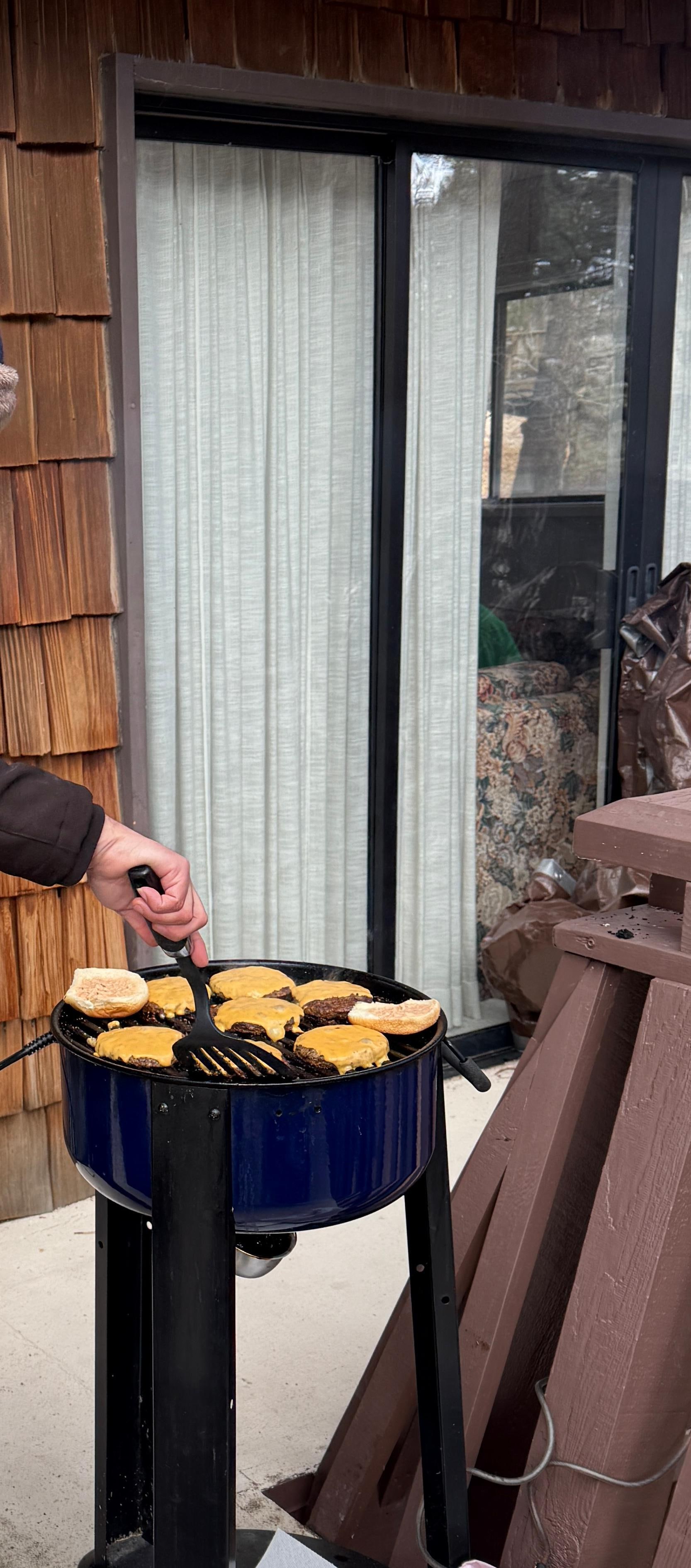 Despite the cold weather, we still grilled some burgers on the patio 