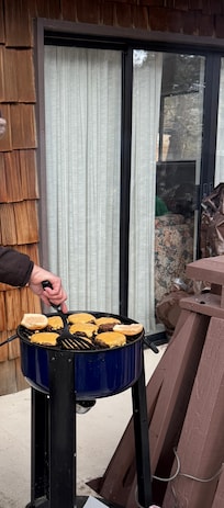 Despite the cold weather, we still grilled some burgers on the patio