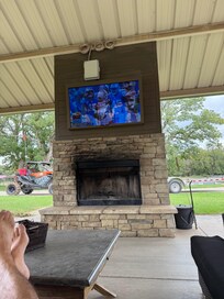 Tv in outdoor patio.