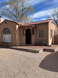 Very cute adobe style outside and inside.