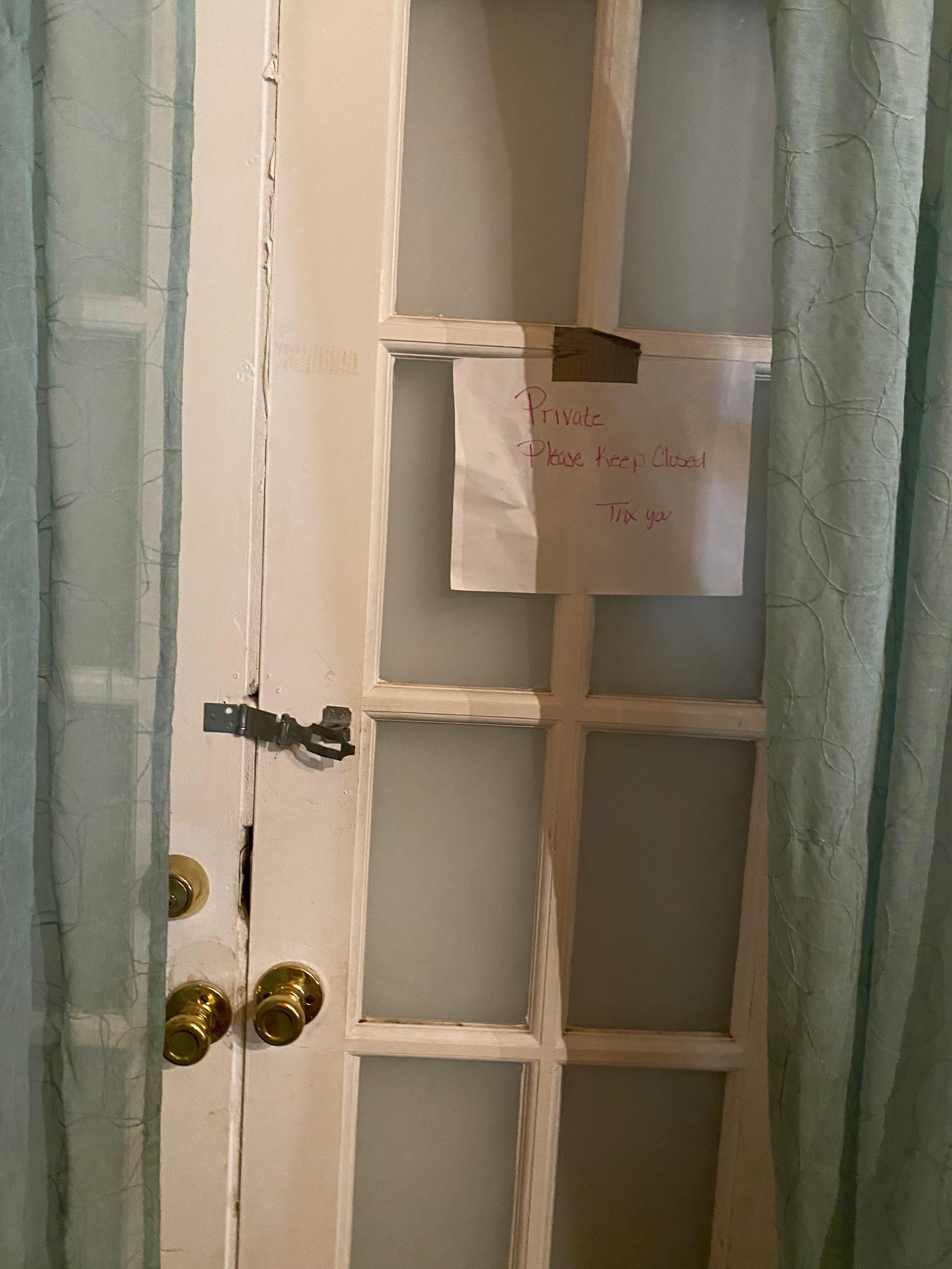 One of four private rooms without a lock. 