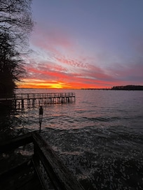 Sunset over the lake off the dock