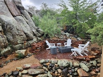 Backyard area seating.