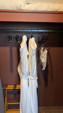 The room definitely needs more hangers!