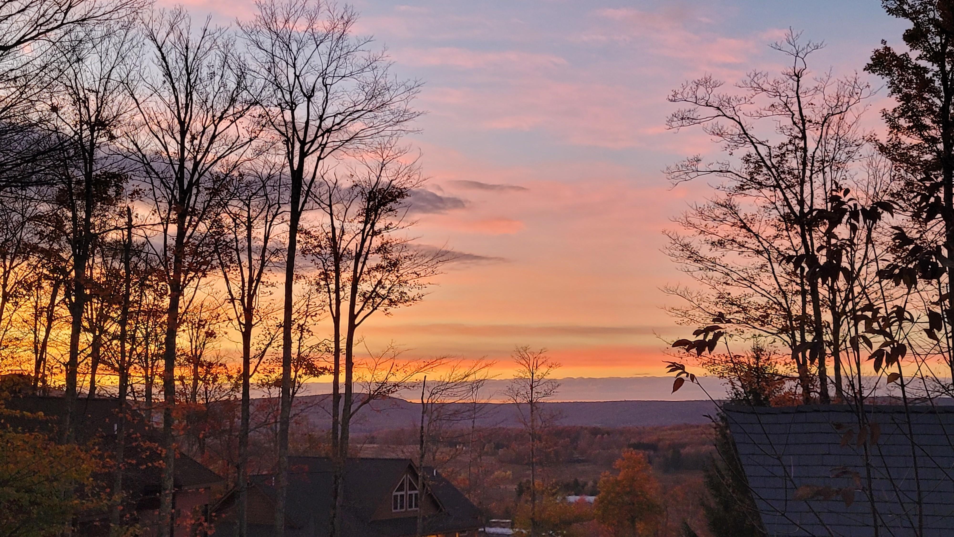 Beautiful fall sunset from the upper deck.