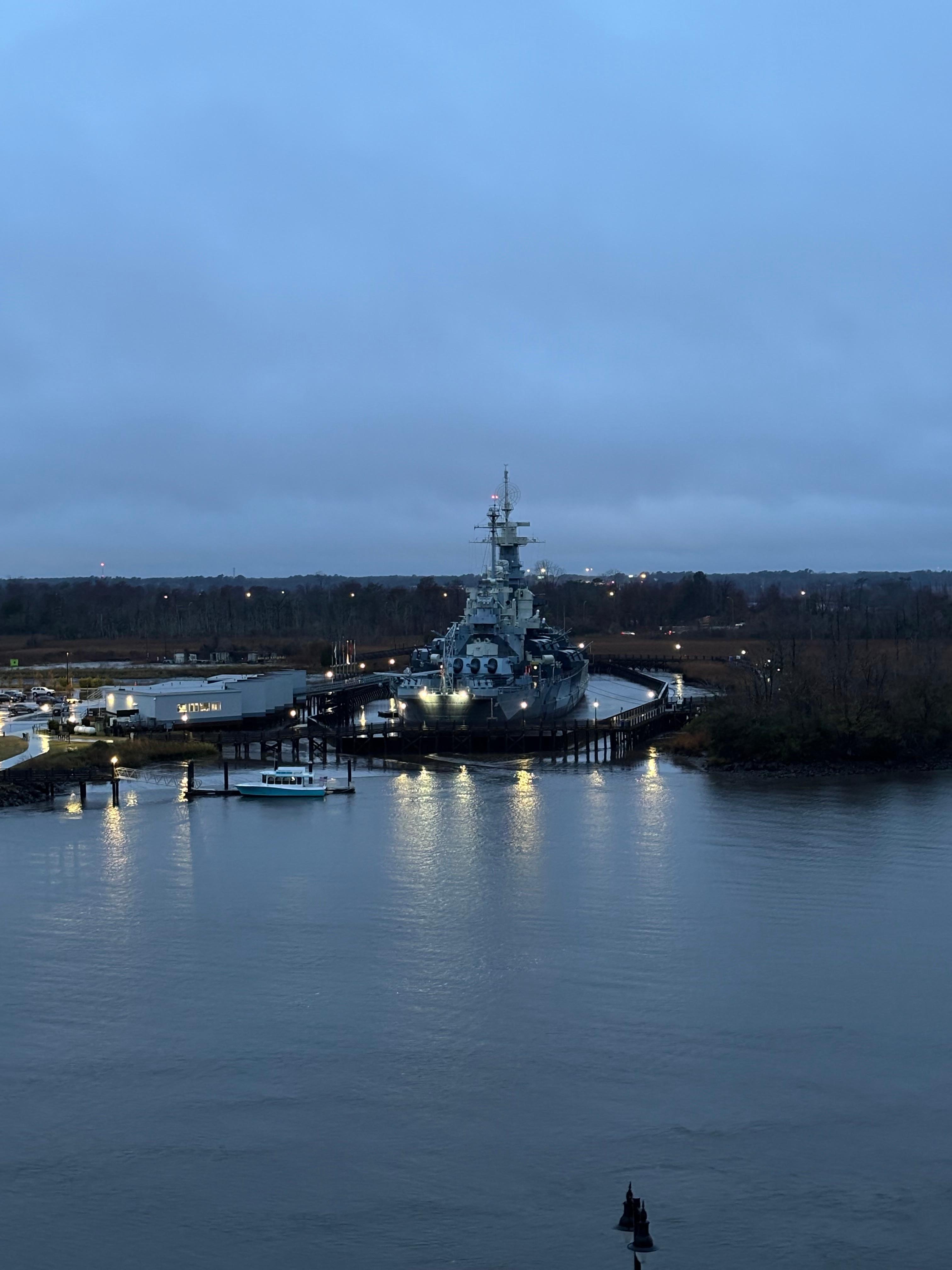 View of the USS North Carolina & the river.