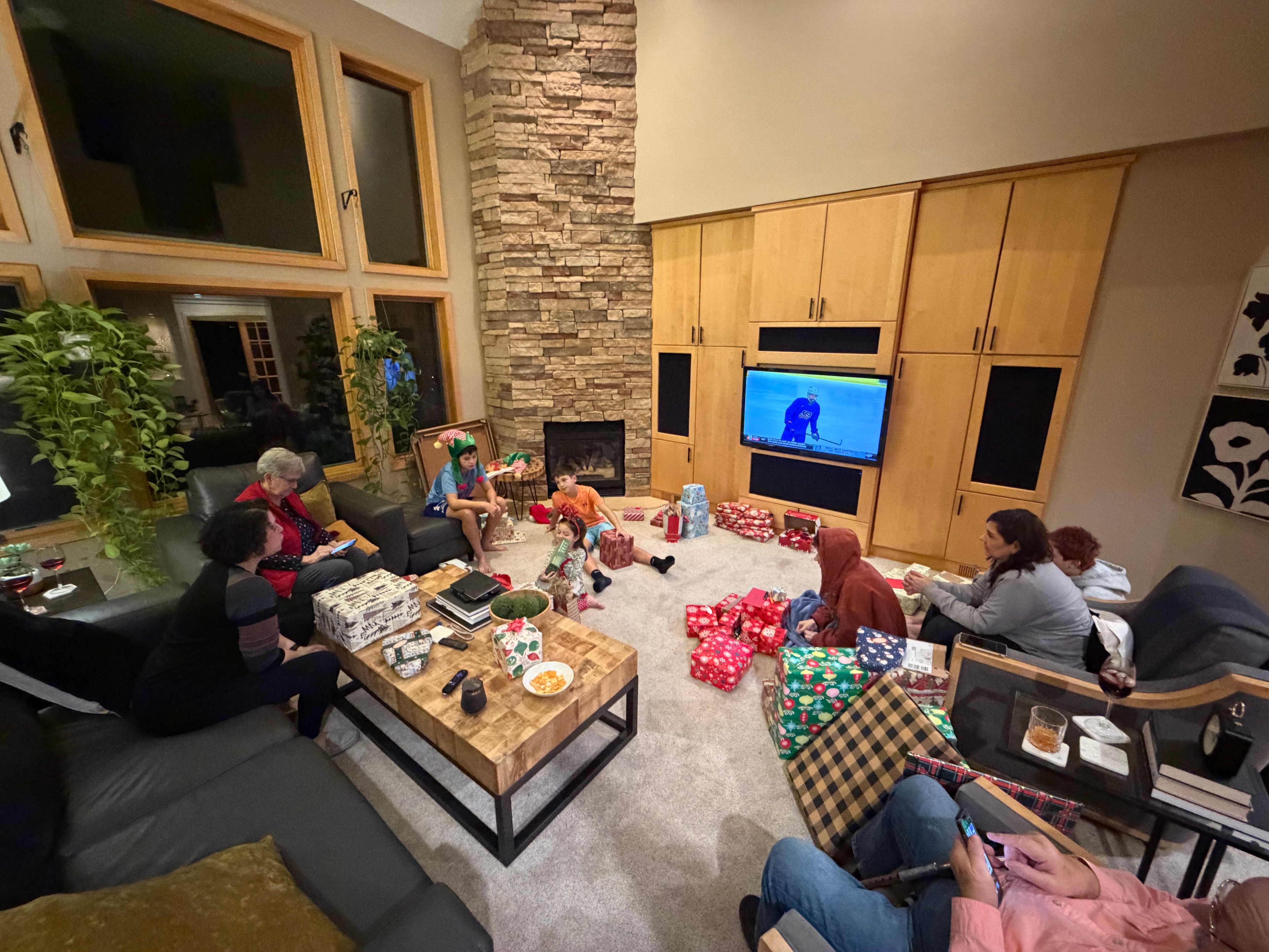 Gift opening- view from balcony upper kevel