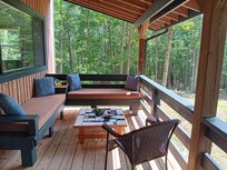 Comfortable sitting area on front porch