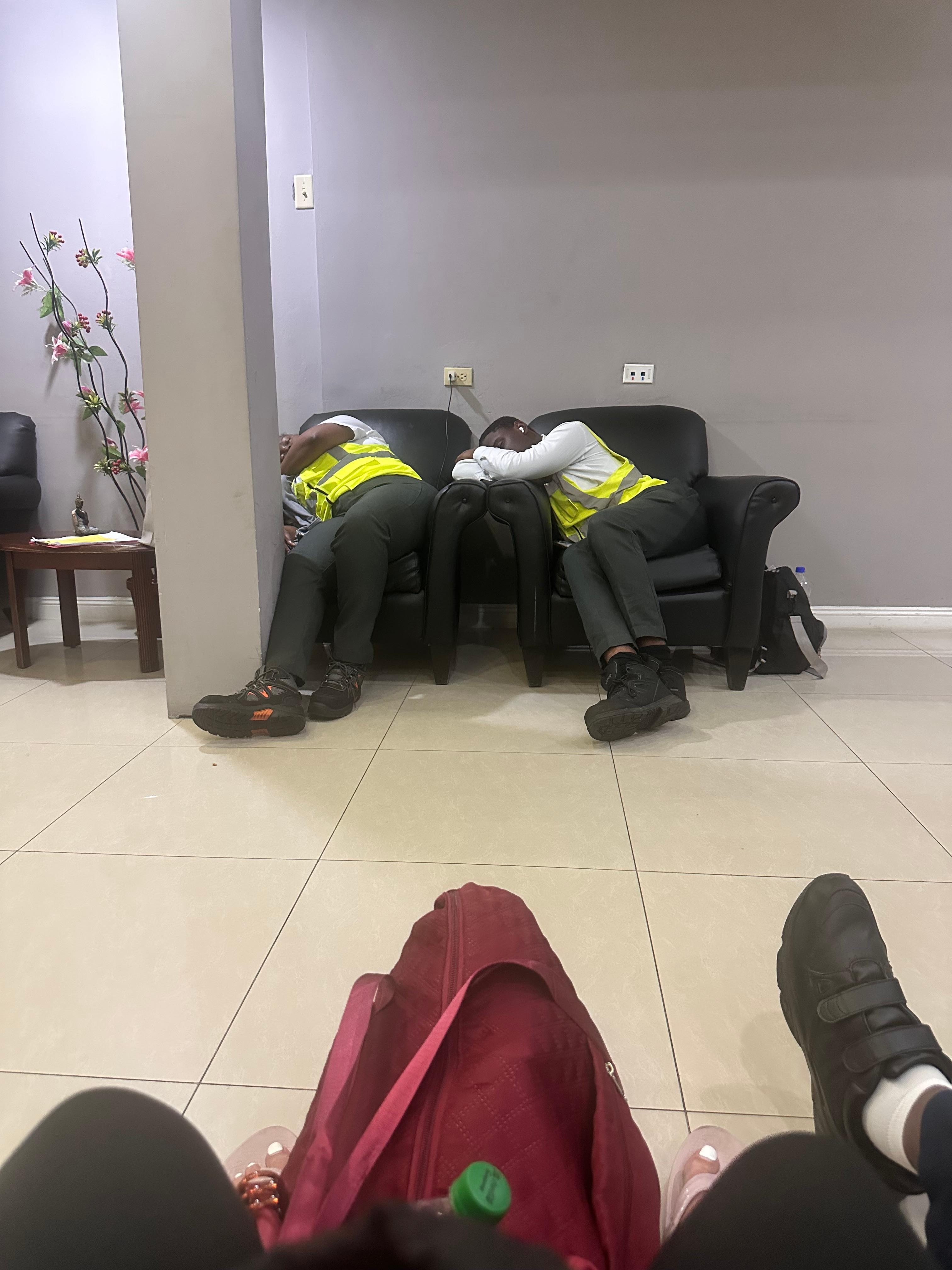 Security staff was sleeping in front foyer.🤷‍♀️