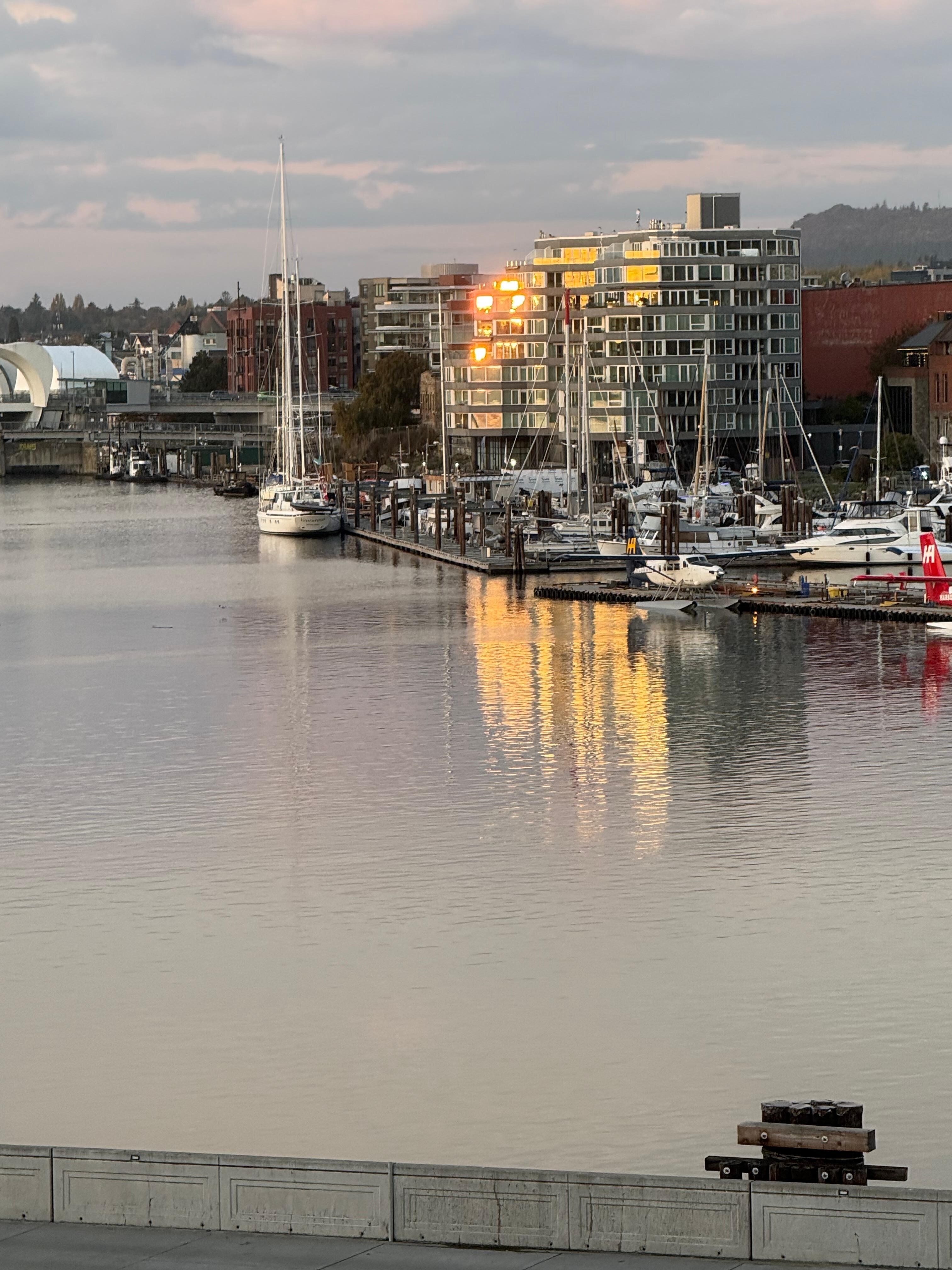 Sunset on the buildings opposite 