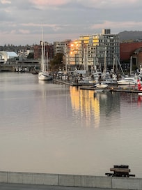 Sunset on the buildings opposite