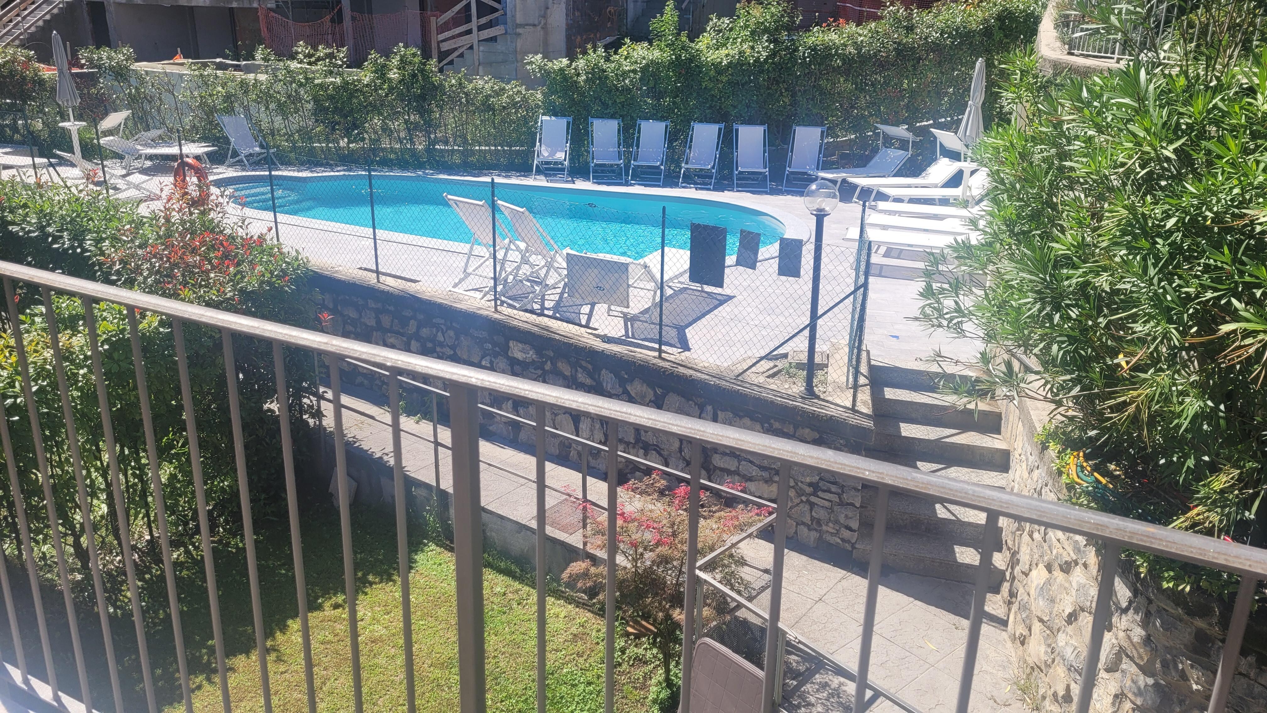Pool area view from bedroom 