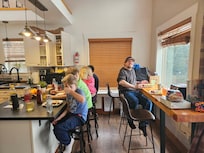 Eating area. No dining table, but tons of space to eat