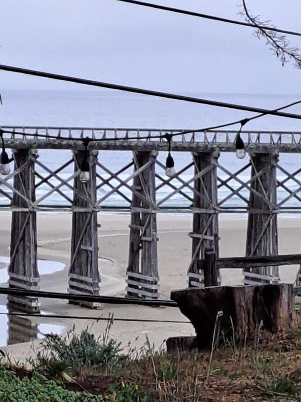 Zoomed in view of Pudding Creek Trestle Bridge, taken from the grounds of BW Vista Manor hotel.