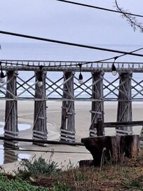 Zoomed in view of Pudding Creek Trestle Bridge, taken from the grounds of BW Vista Manor hotel.