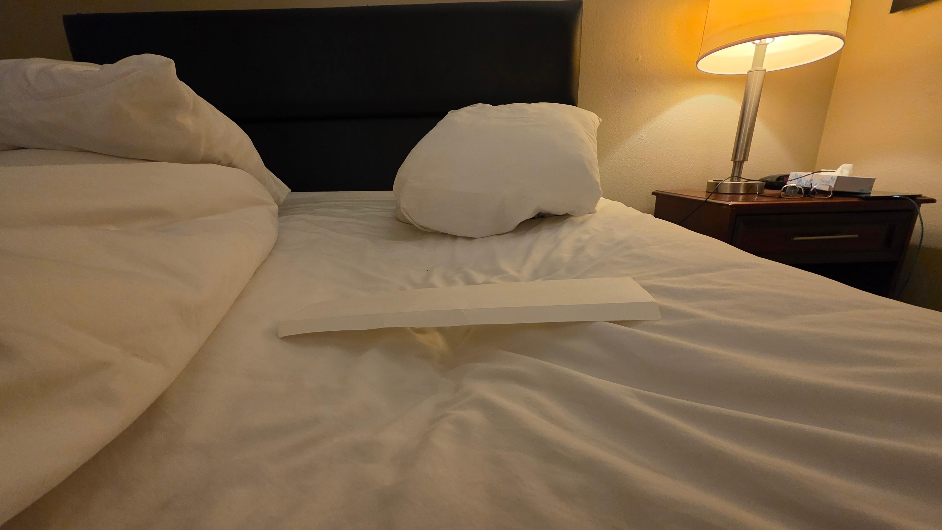 Rut on right side of bed about 3 feet long, a straight end down inside that rut.